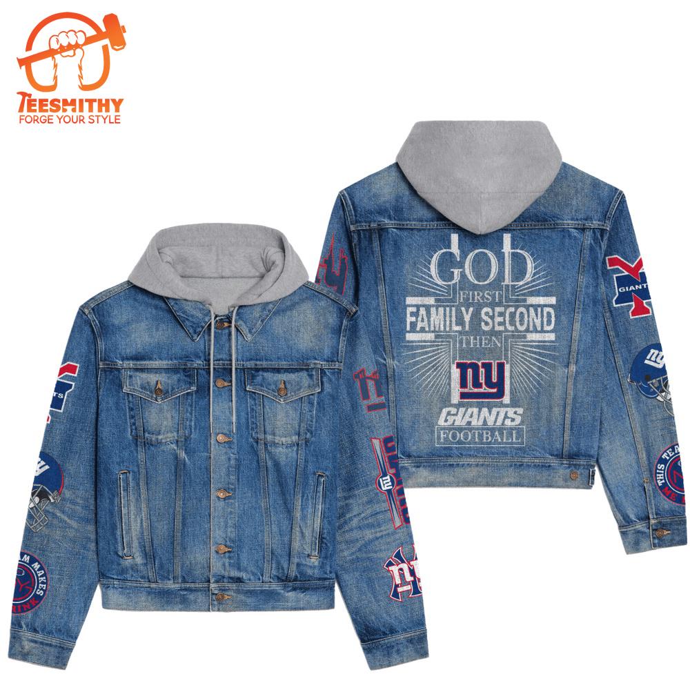 New York Giants Men’s Premium Hooded Denim Jacket