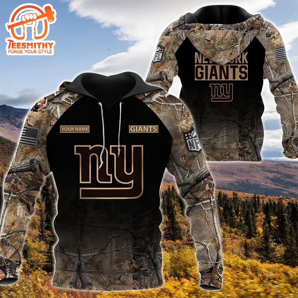 New York Giants Personalized Your Name Hunting Camo Hoodie  Gift Christmas