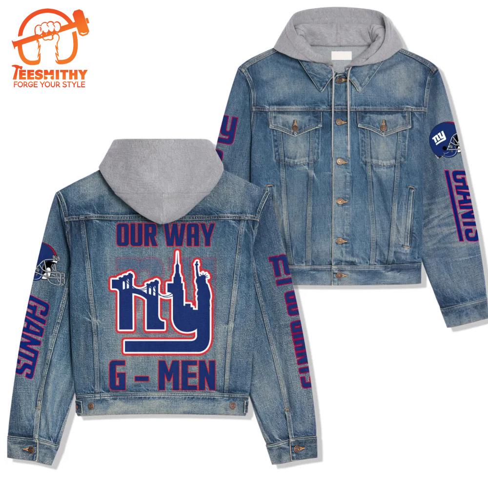 New York Giants Premium Hooded Denim Jacket Version 1