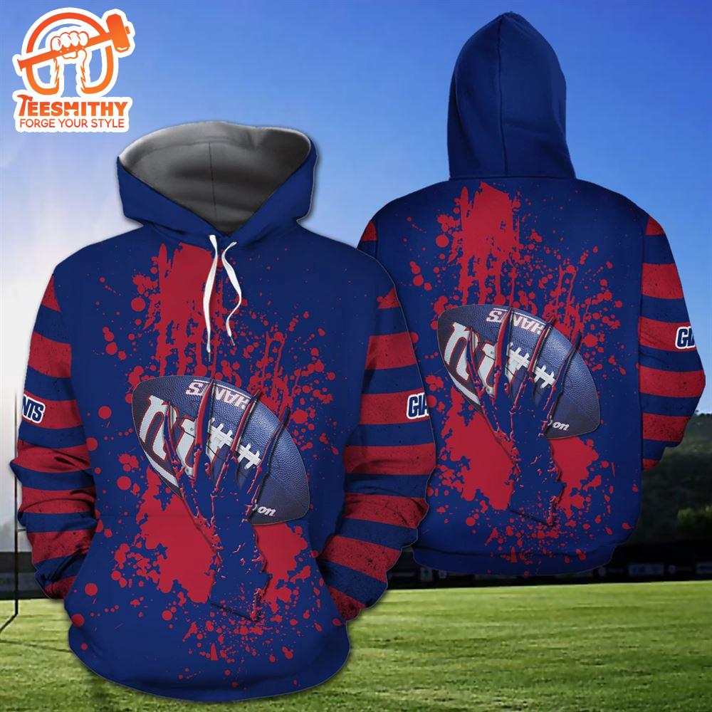 New York Giants Skull Hand 3D Hoodie Zip Hoodie, Nfl 3D All Over Print Hoodie