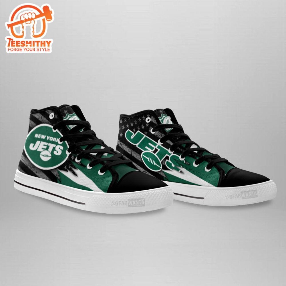 New York Jets High Top Shoes Custom American Flag Sneakers