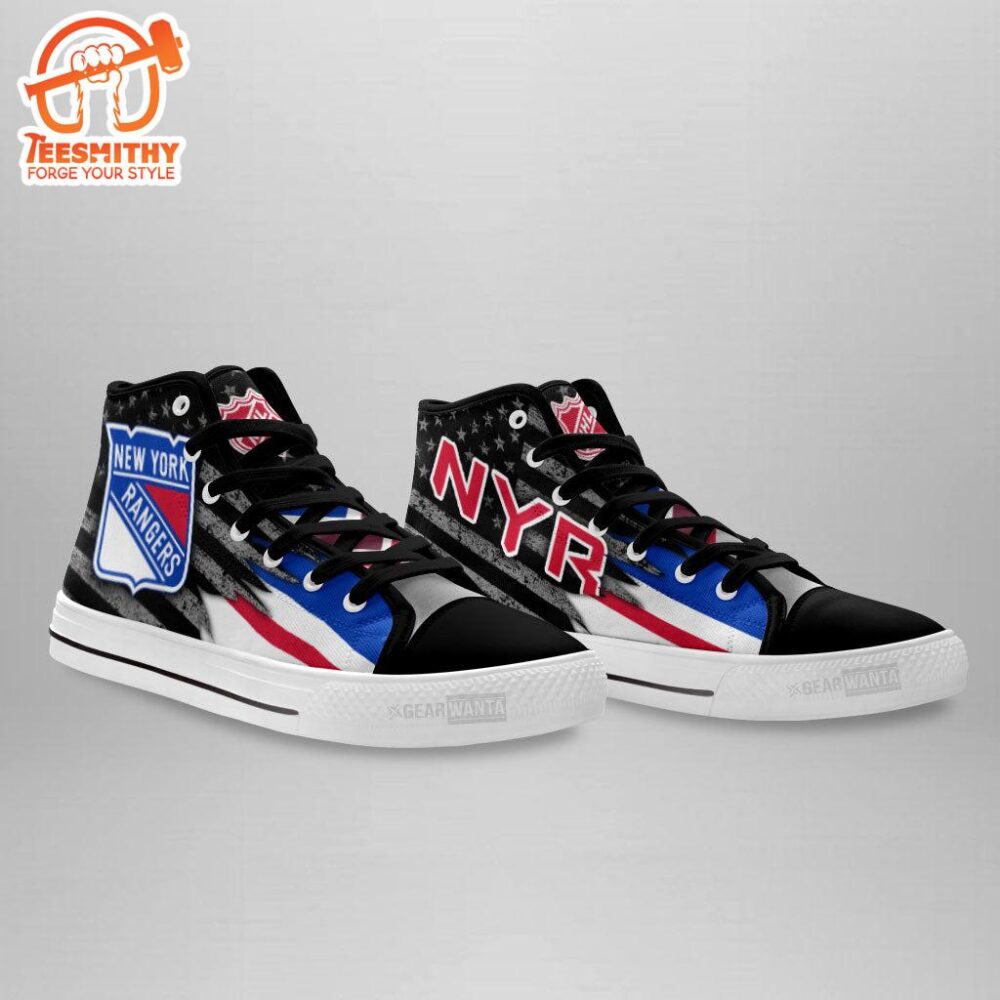 New York Rangers High Top Shoes Custom American Flag Sneakers