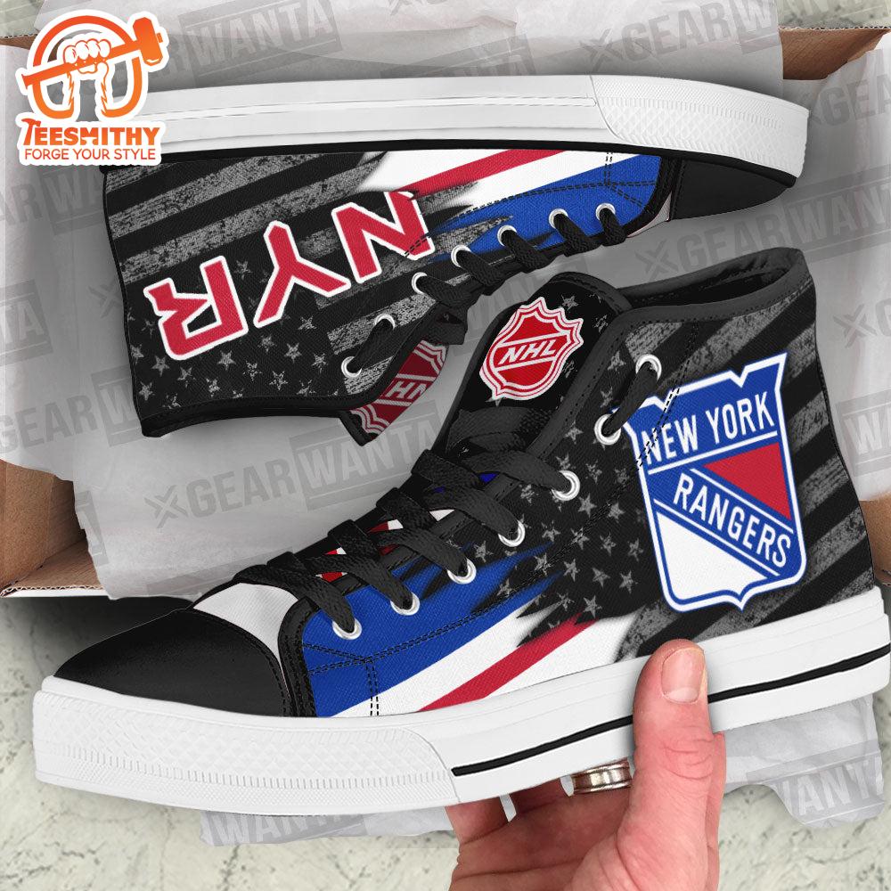 New York Rangers High Top Shoes Custom American Flag Sneakers