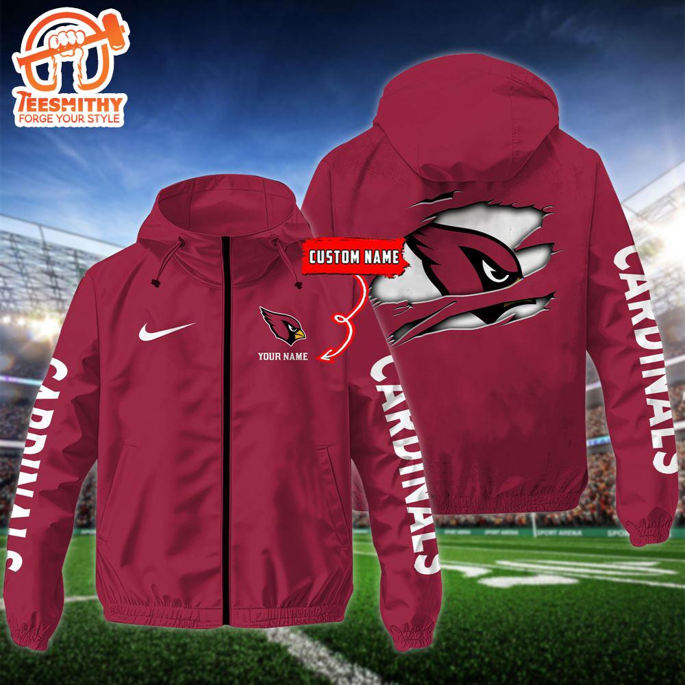 NFL Arizona Cardinals Football Windbreaker Outdoor Jacket – Custom Name