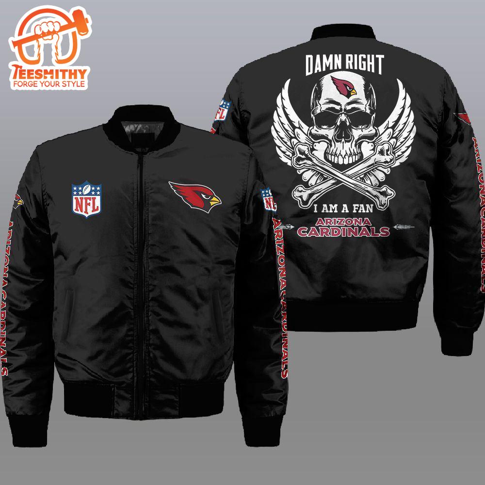 Nfl Arizona Cardinals Wings Skull 3D Bomber Jacket  Gift For Fans