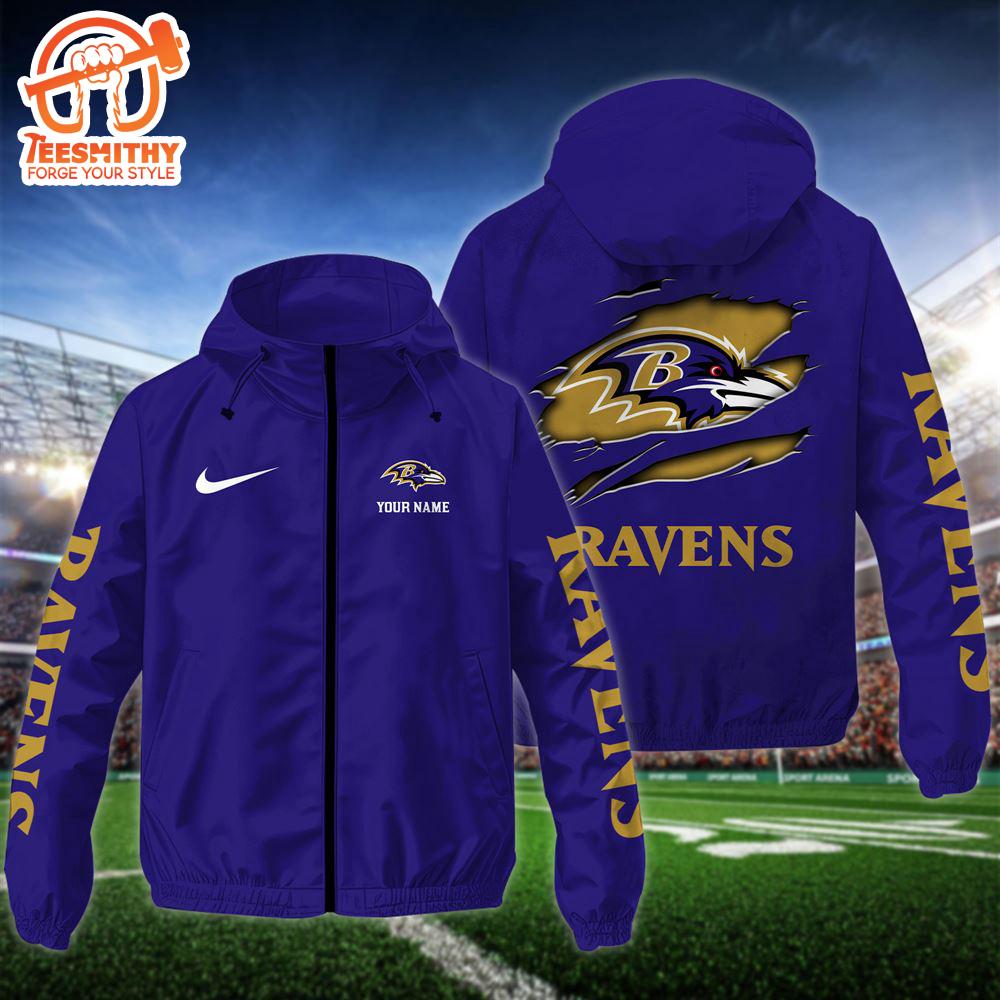 NFL Baltimore Ravens Custom Name Windbreaker Jacket For Fans