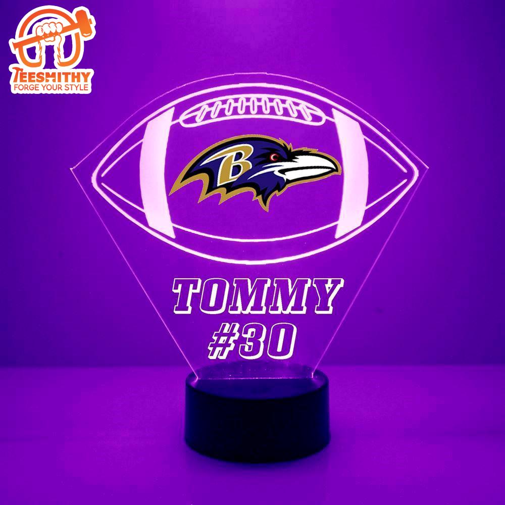 Custom Name Number NFL Baltimore Ravens Football Led Sports Fan Lamp