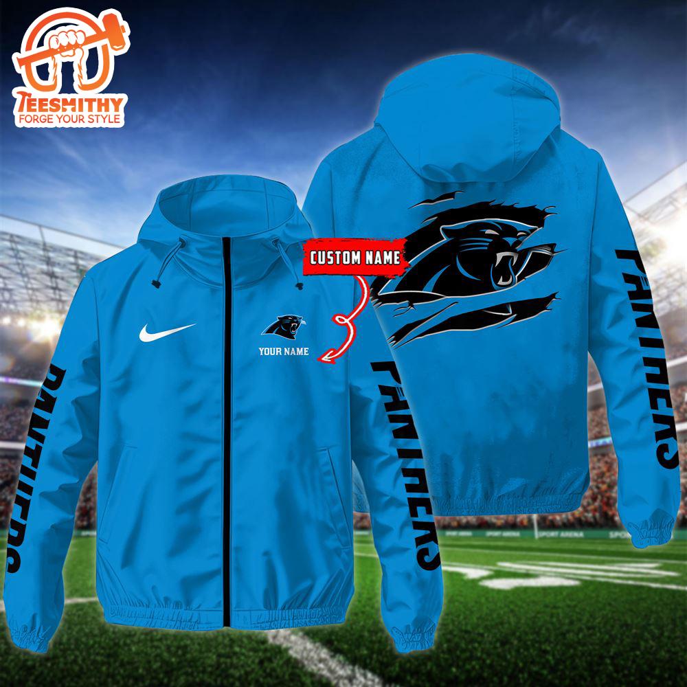 NFL Carolina Panthers Football Windbreaker Outdoor Jacket – Custom Name