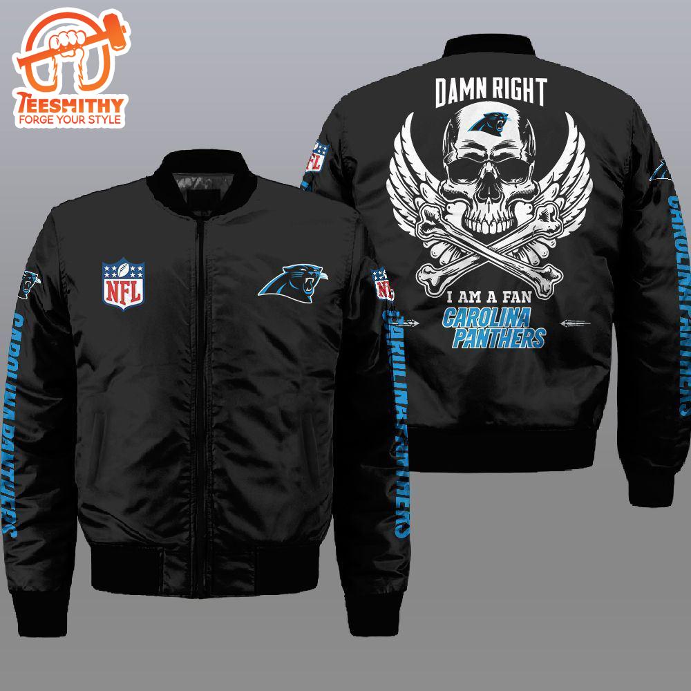 Nfl Carolina Panthers Wings Skull 3D Bomber Jacket  Gift For Fans