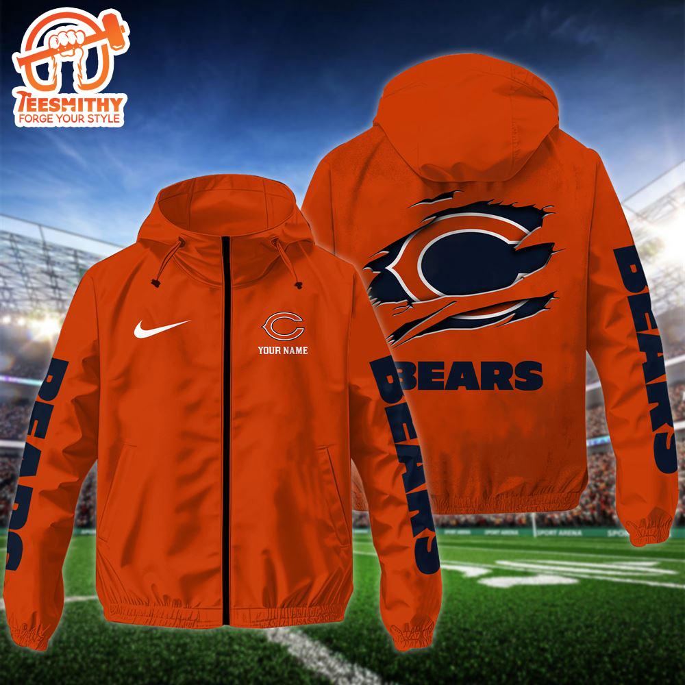 NFL Chicago Bears Custom Name Windbreaker Jacket For Fans