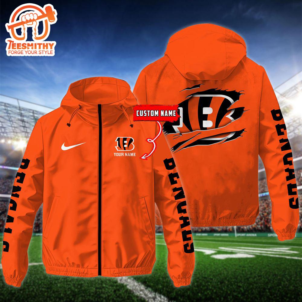 NFL Cincinnati Bengals Football Windbreaker Outdoor Jacket – Custom Name