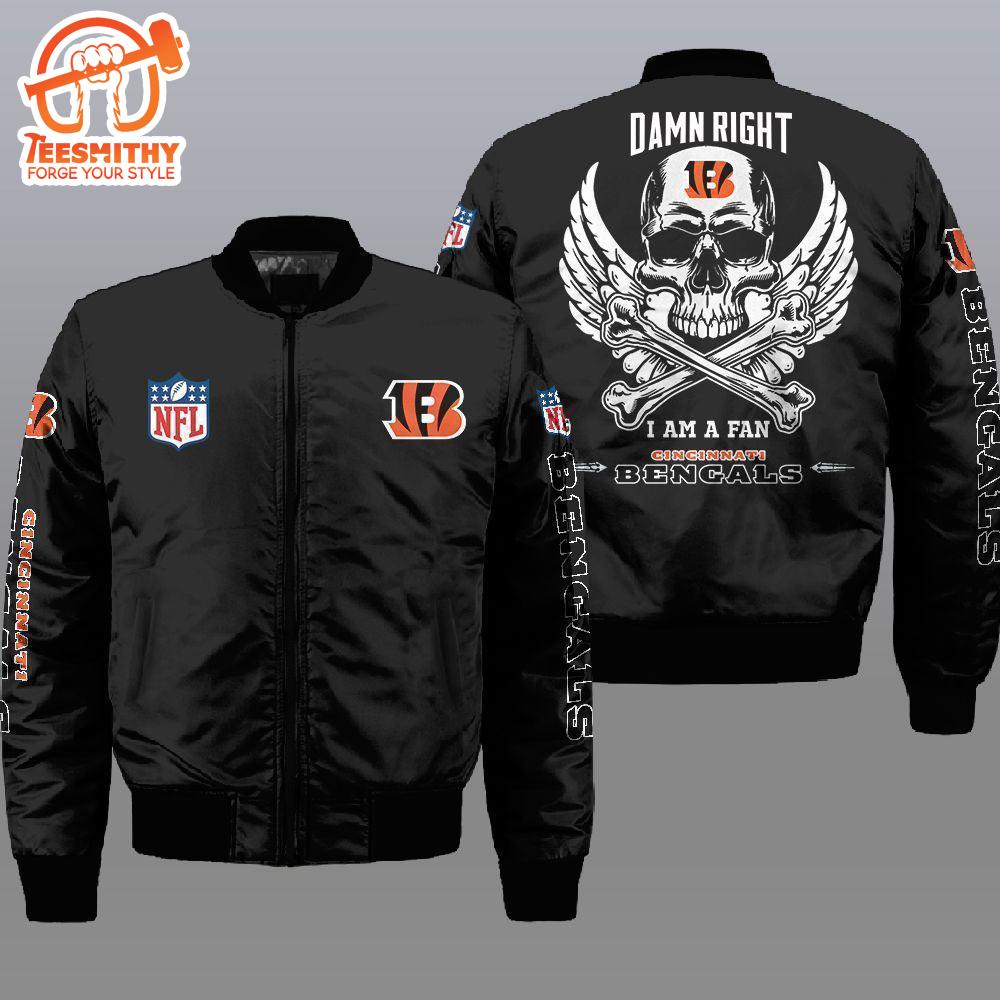 Nfl Cincinnati Bengals Wings Skull 3D Bomber Jacket  Gift For Fans