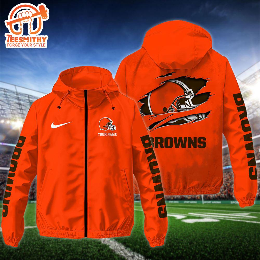 NFL Cleveland Browns Custom Name Windbreaker Jacket For Fans