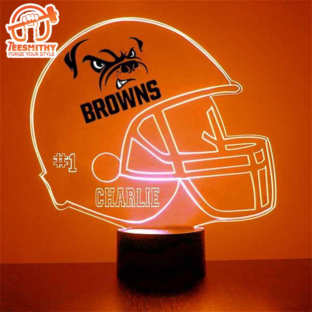 Custom Name Number NFL Cleveland Browns Football Led Sports Fan Lamp