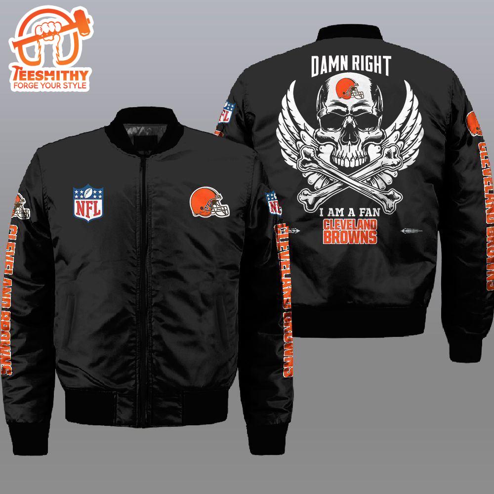 Nfl Cleveland Browns Wings Skull 3D Bomber Jacket  Gift For Fans