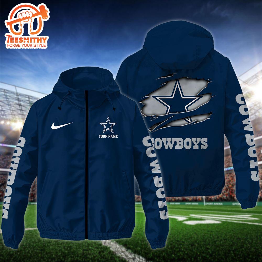 NFL Dallas Cowboys Custom Name Windbreaker Jacket For Fans