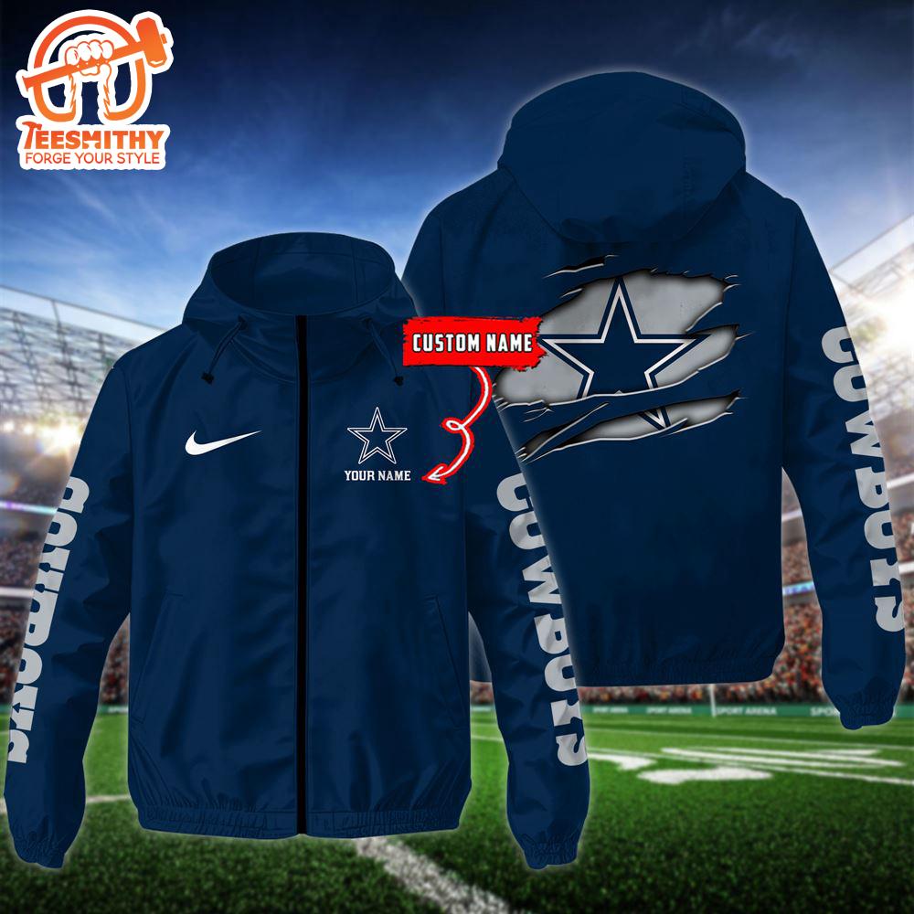 NFL Dallas Cowboys Football Windbreaker Outdoor Jacket – Custom Name