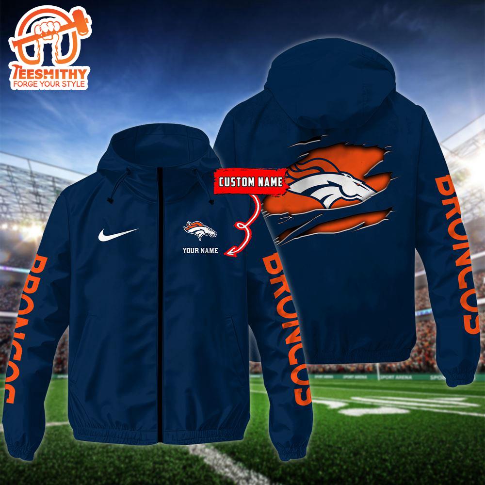 NFL Denver Broncos Football Windbreaker Outdoor Jacket – Custom Name