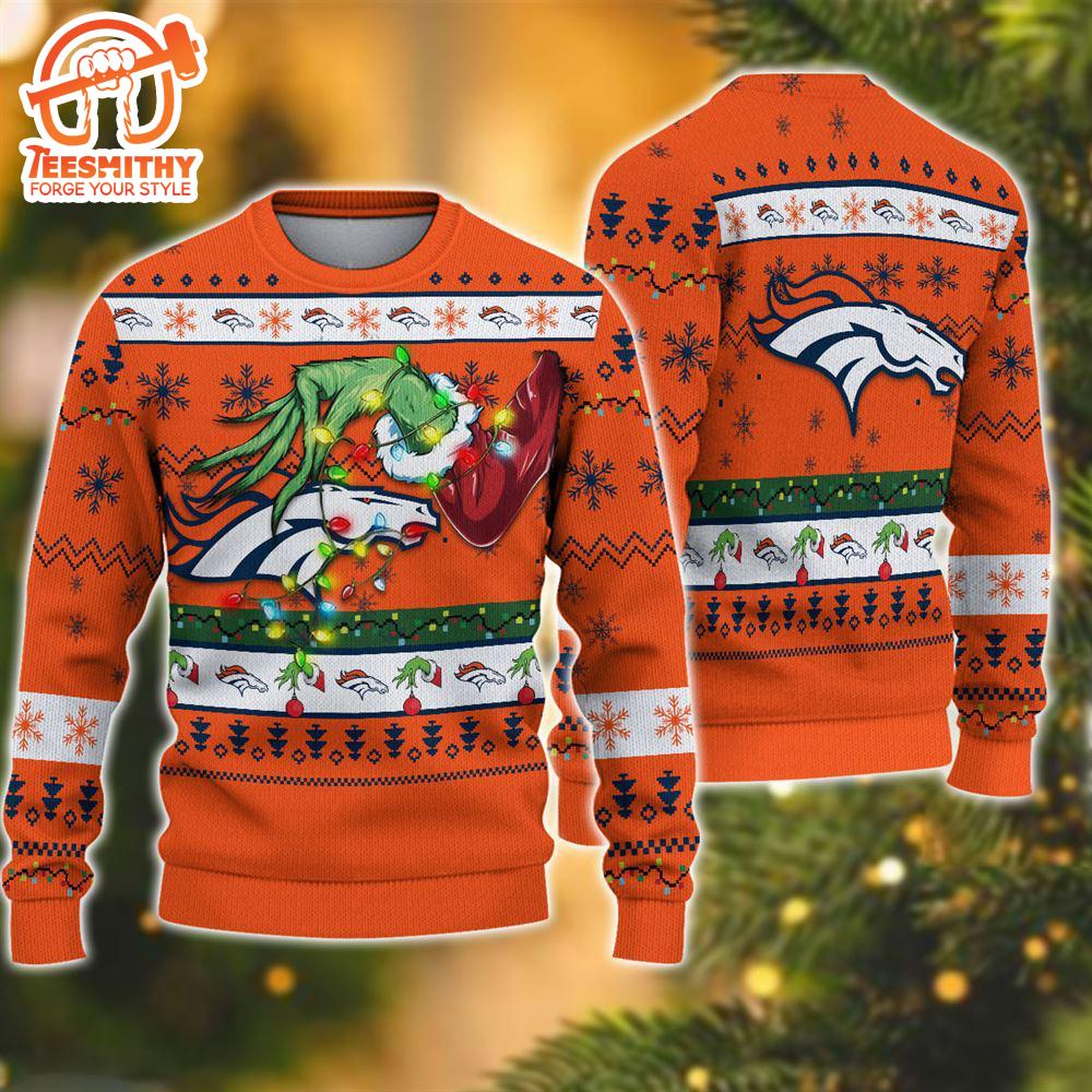 NFL Denver Broncos Grinch Christmas Ugly Sweater  For Fans