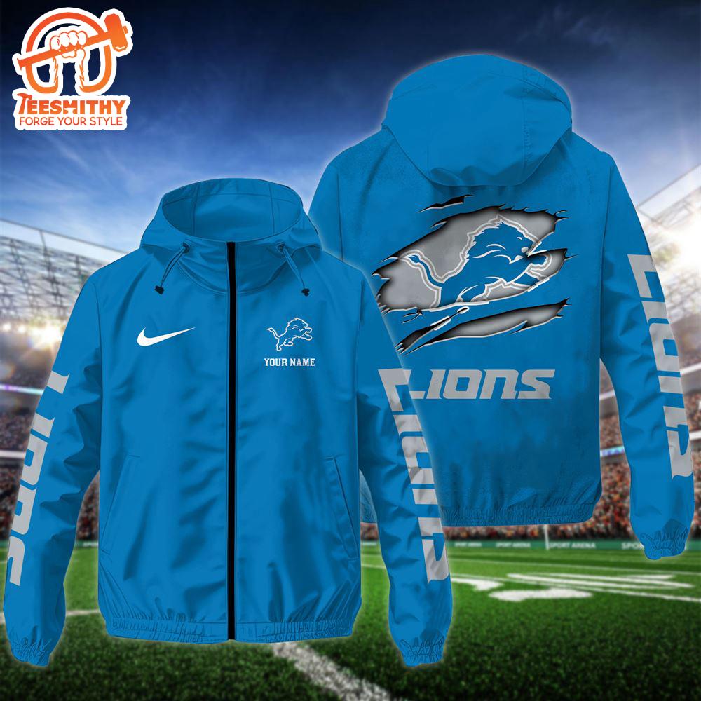 NFL Detroit Lions Custom Name Windbreaker Jacket For Fans