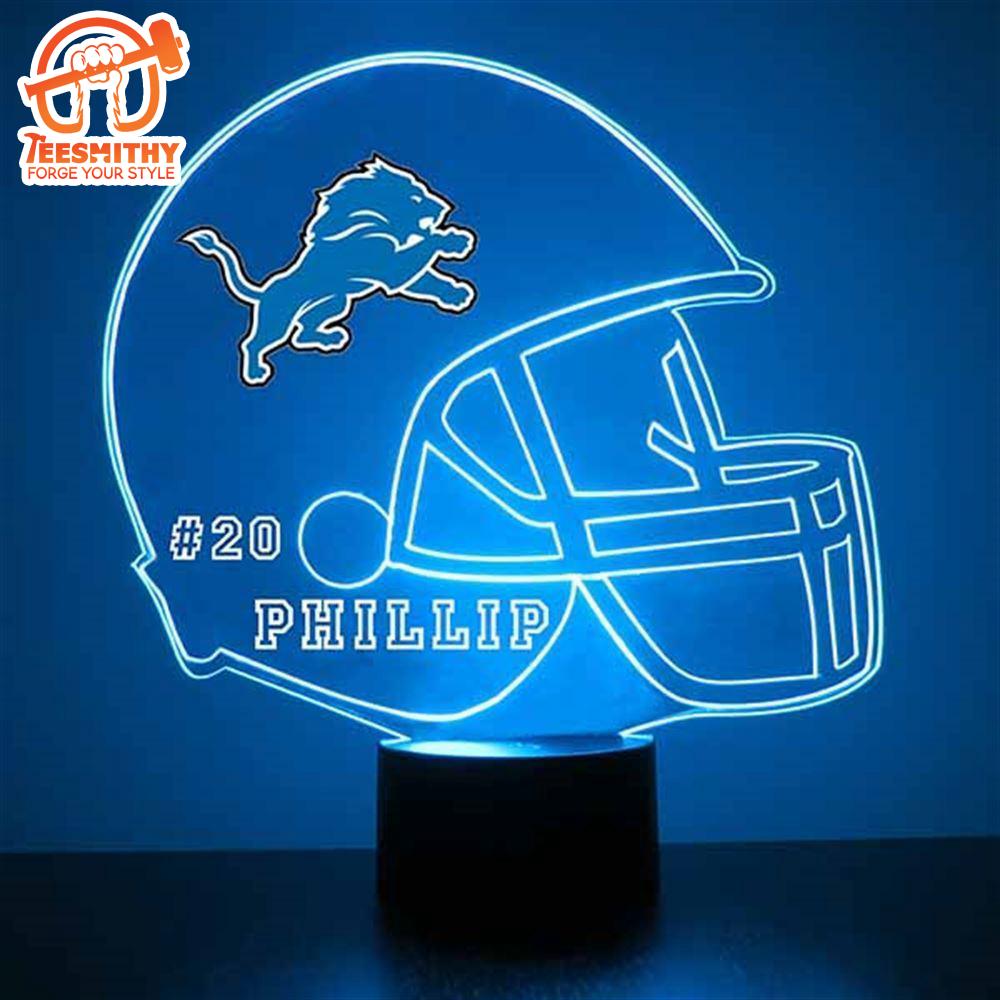 Custom Name Number NFL Detroit Lions Football Led Sports Fan Lamp