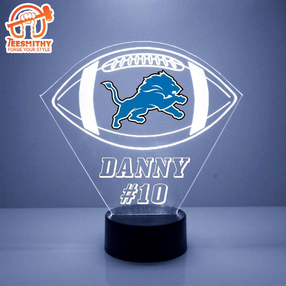 Custom Name Number NFL Detroit Lions Football Led Sports Fan Lamp_5954