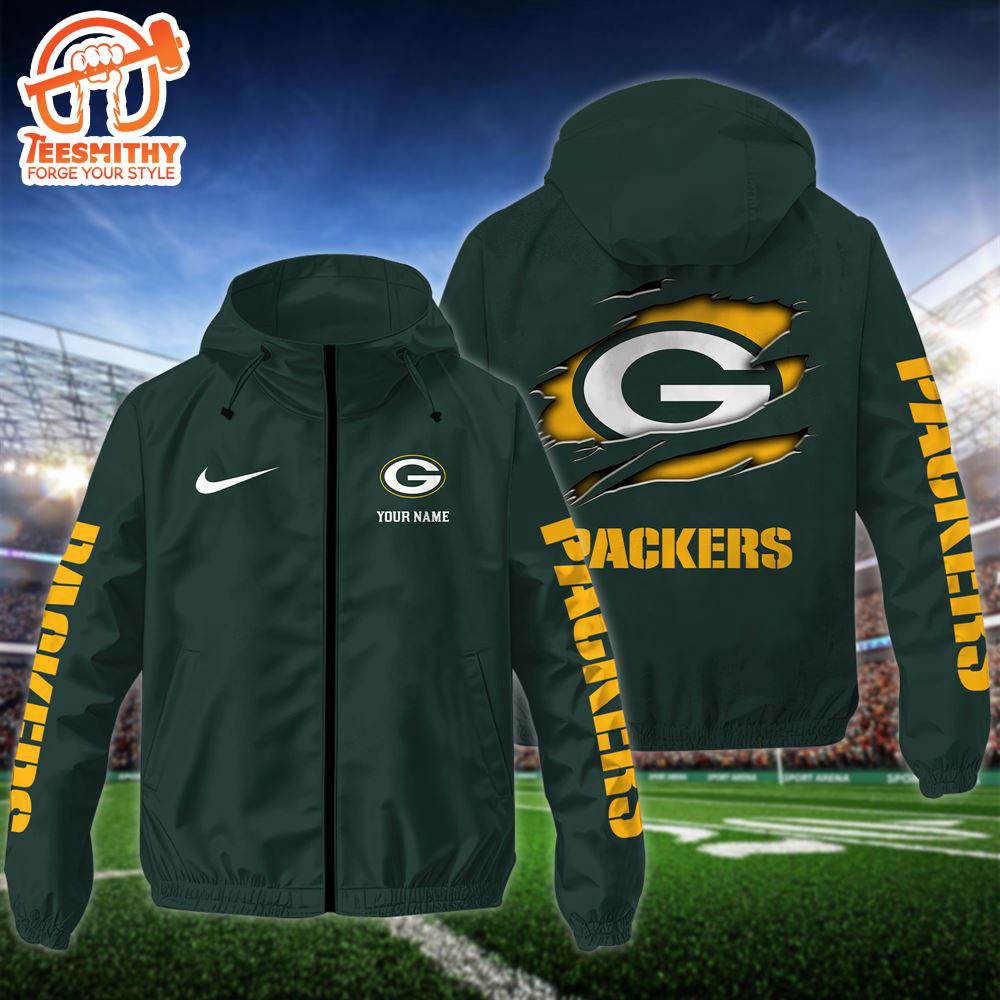 NFL Green Bay Packers Custom Name Windbreaker Jacket For Fans