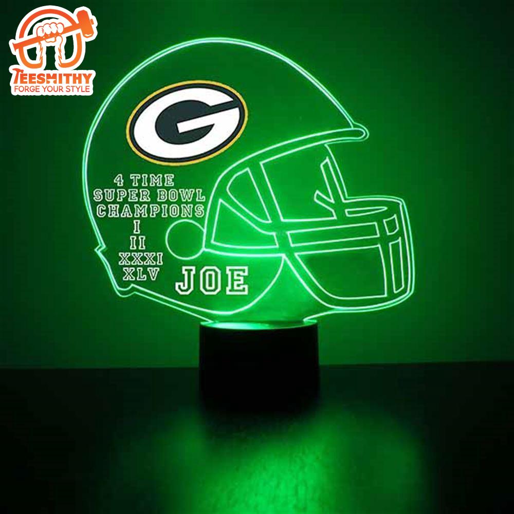 Custom Name Number NFL Green Bay Packers Football Led Sports Fan Lamp