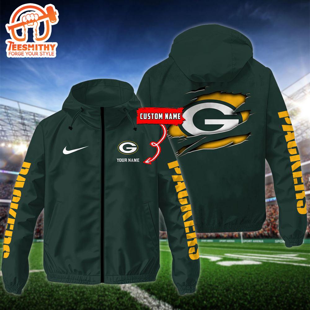 NFL Green Bay Packers Football Windbreaker Outdoor Jacket – Custom Name