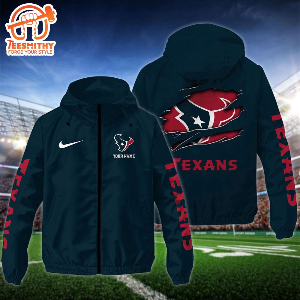 NFL Houston Texans Custom Name Windbreaker Jacket For Fans