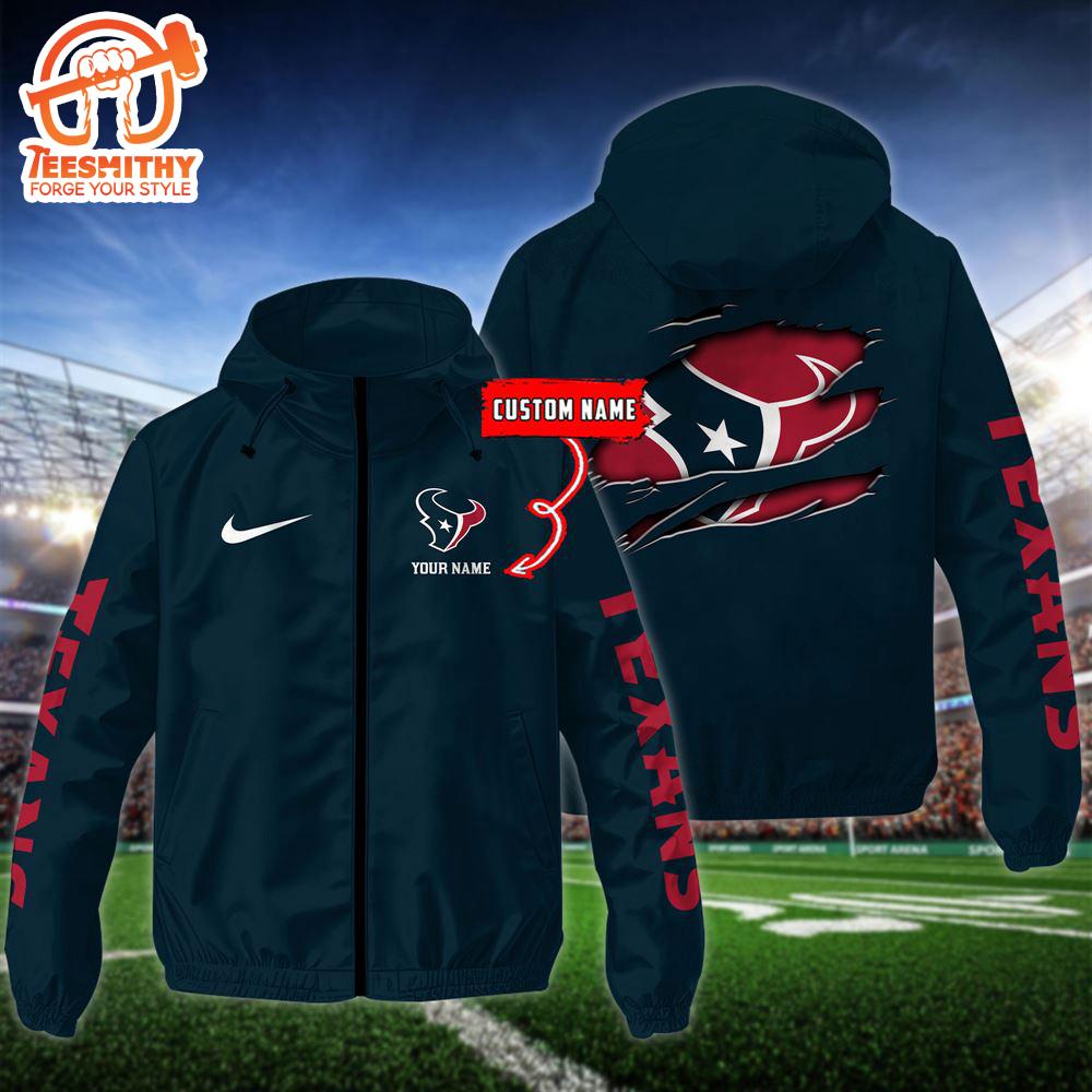 NFL Houston Texans Football Windbreaker Outdoor Jacket – Custom Name