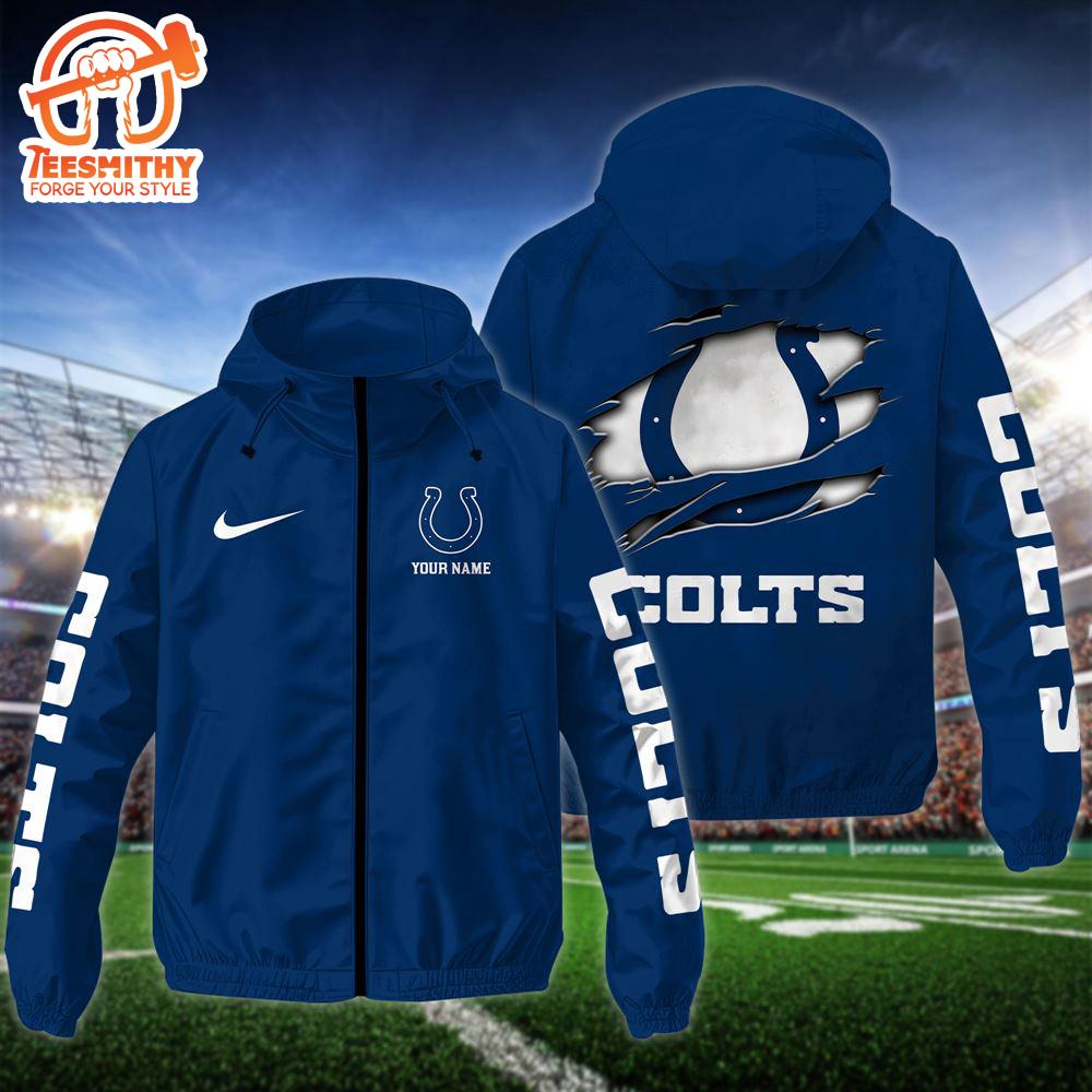 NFL Indianapolis Colts Custom Name Windbreaker Jacket For Fans