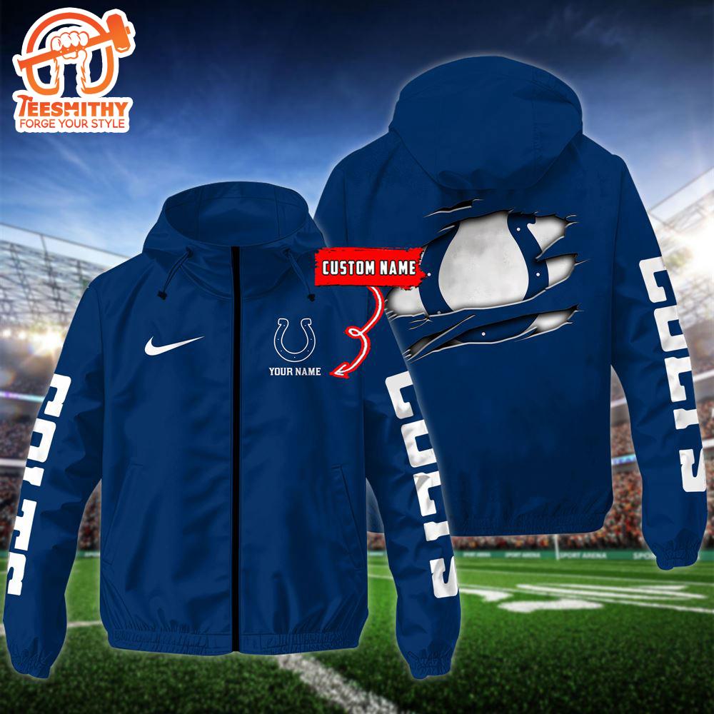 NFL Indianapolis Colts Football Windbreaker Outdoor Jacket – Custom Name