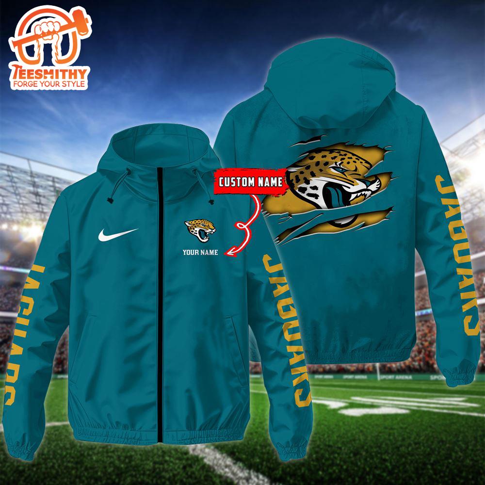 NFL Jacksonville Jaguars Football Windbreaker Outdoor Jacket – Custom Name