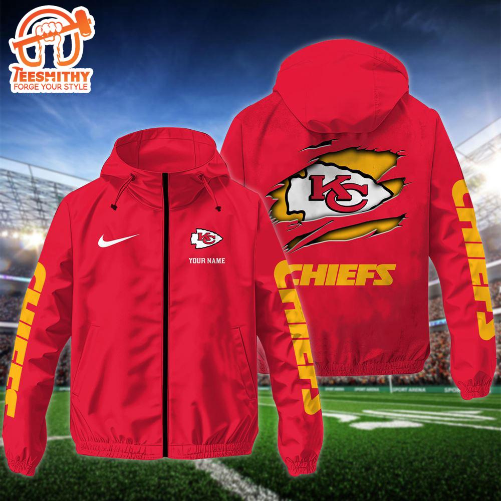 NFL Kansas City Chiefs Custom Name Windbreaker Jacket For Fans