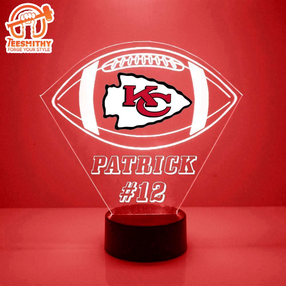 Custom Name Number NFL Kansas City Chiefs Football Led Sports Fan Lamp