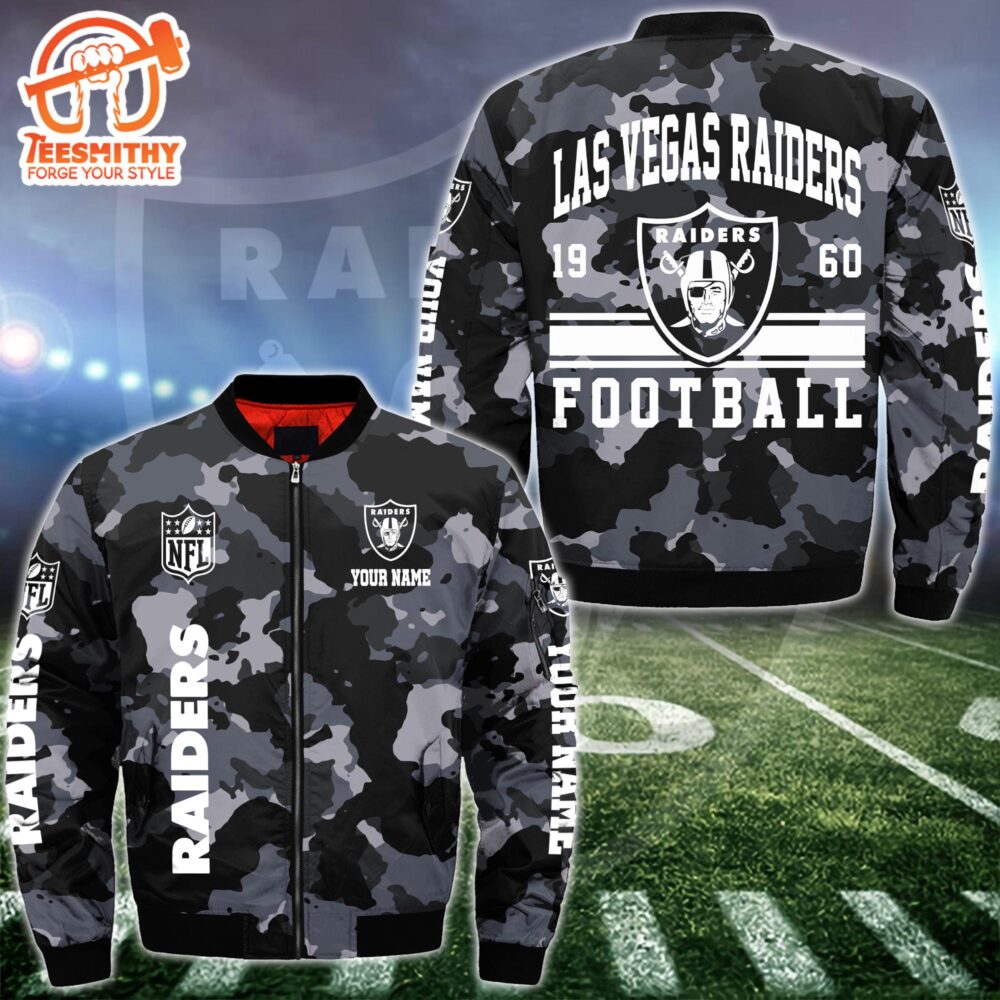 NFL Las Vegas Raiders Bomber Jacket Custom Your Name  Gift For Christmas