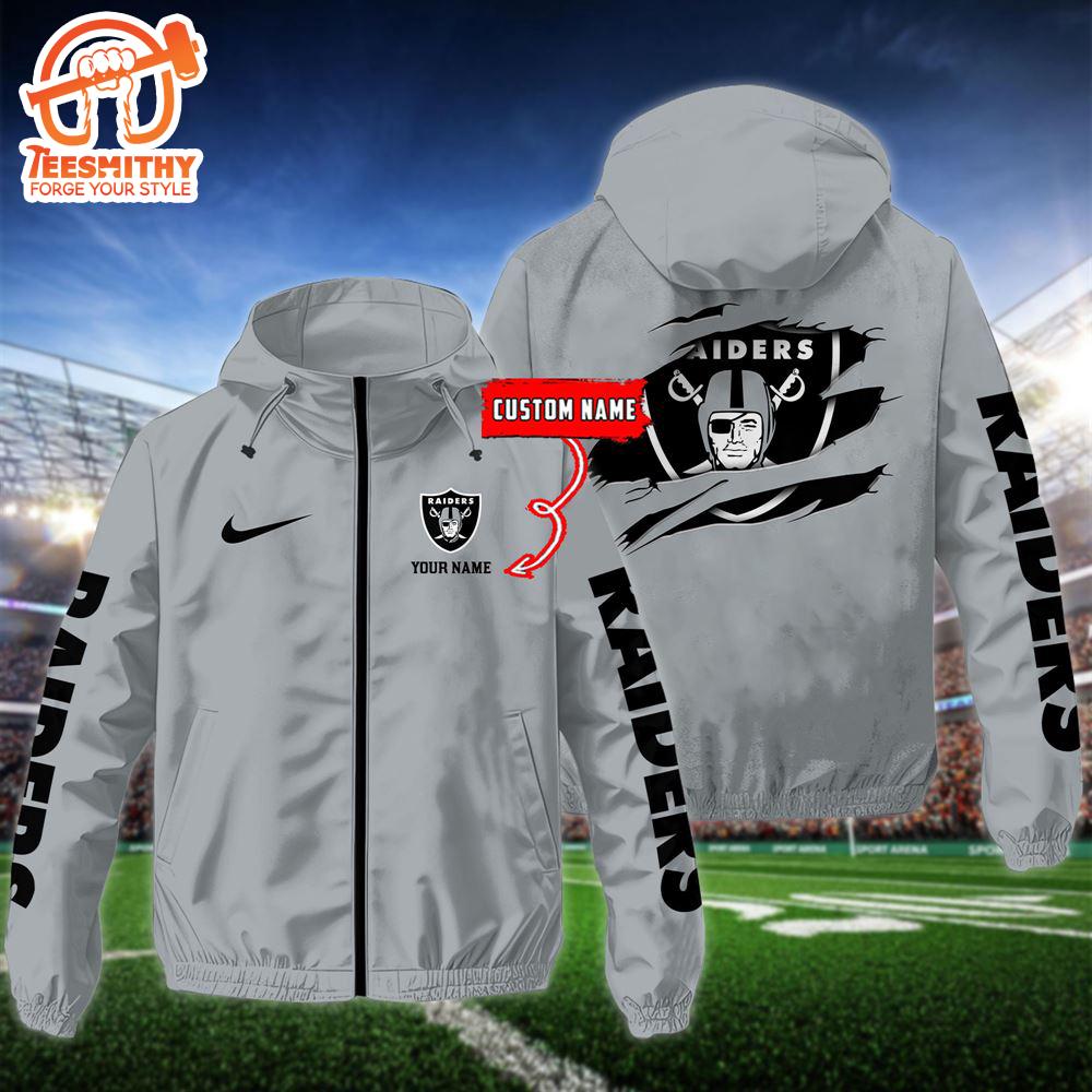 NFL Las Vegas Raiders Football Windbreaker Outdoor Jacket – Custom Name