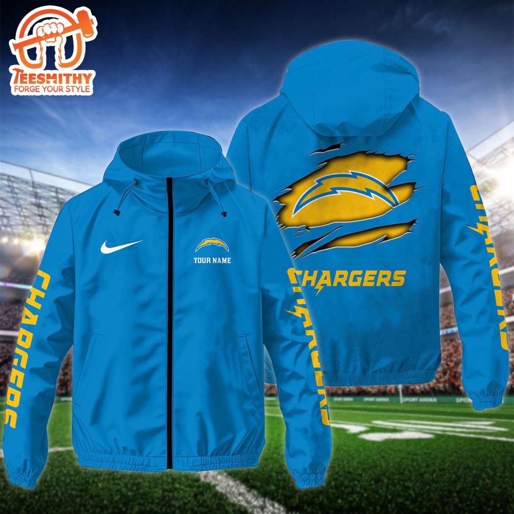 NFL Los Angeles Chargers Custom Name Windbreaker Jacket For Fans