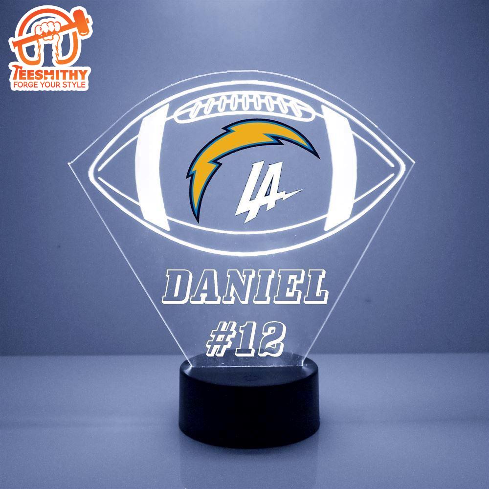 Custom Name Number NFL Los Angeles Chargers Football Led Sports Fan Lamp