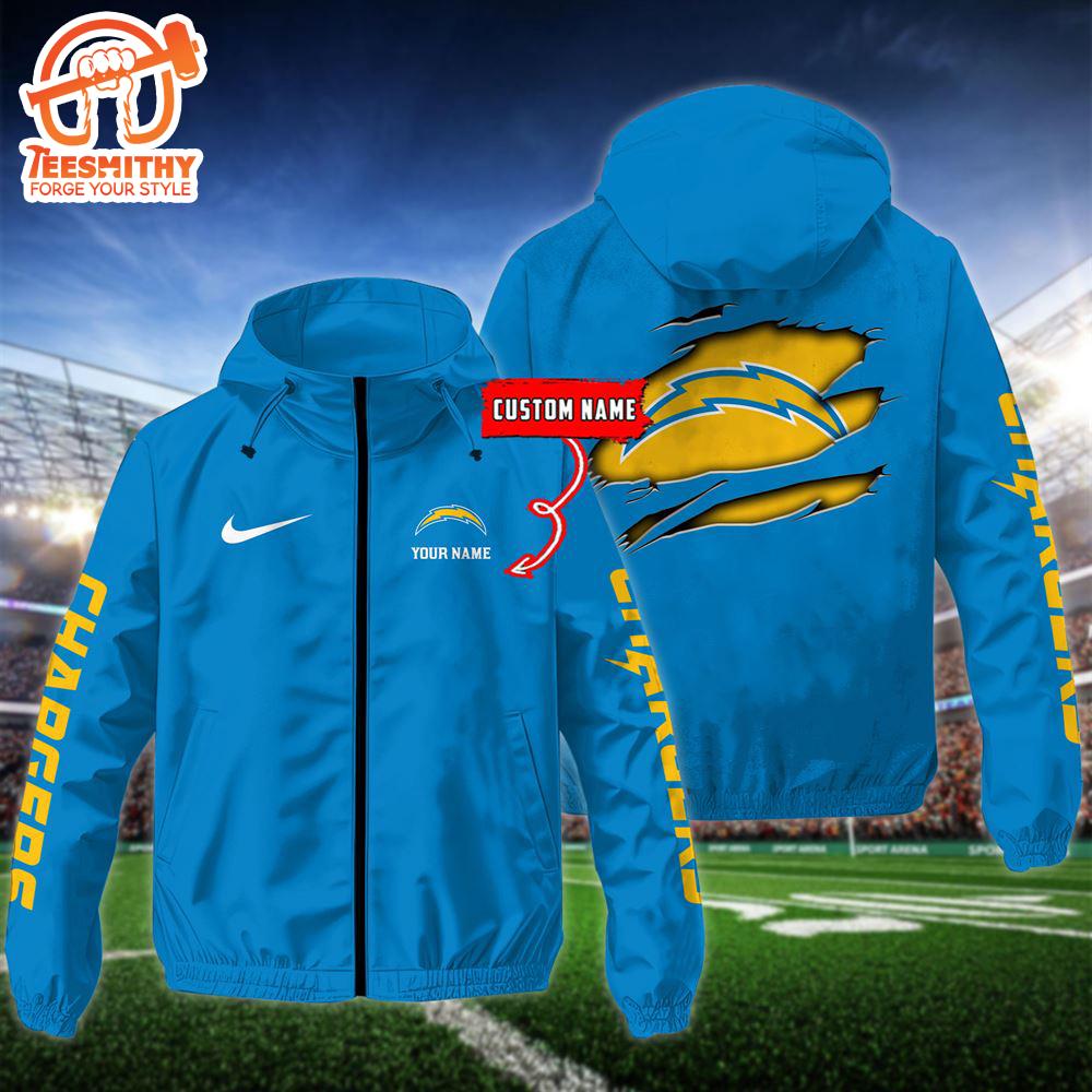 NFL Los Angeles Chargers Football Windbreaker Outdoor Jacket – Custom Name