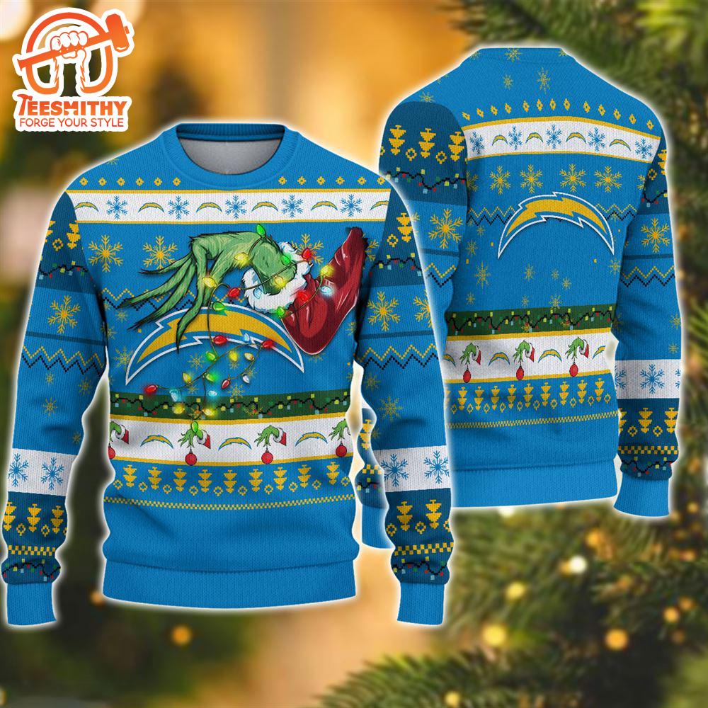 NFL Los Angeles Chargers Grinch Christmas Ugly Sweater  For Fans