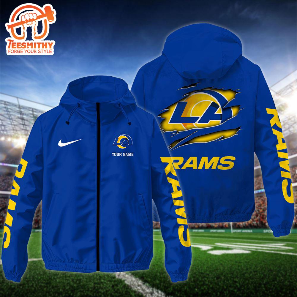 NFL Los Angeles Rams Custom Name Windbreaker Jacket For Fans