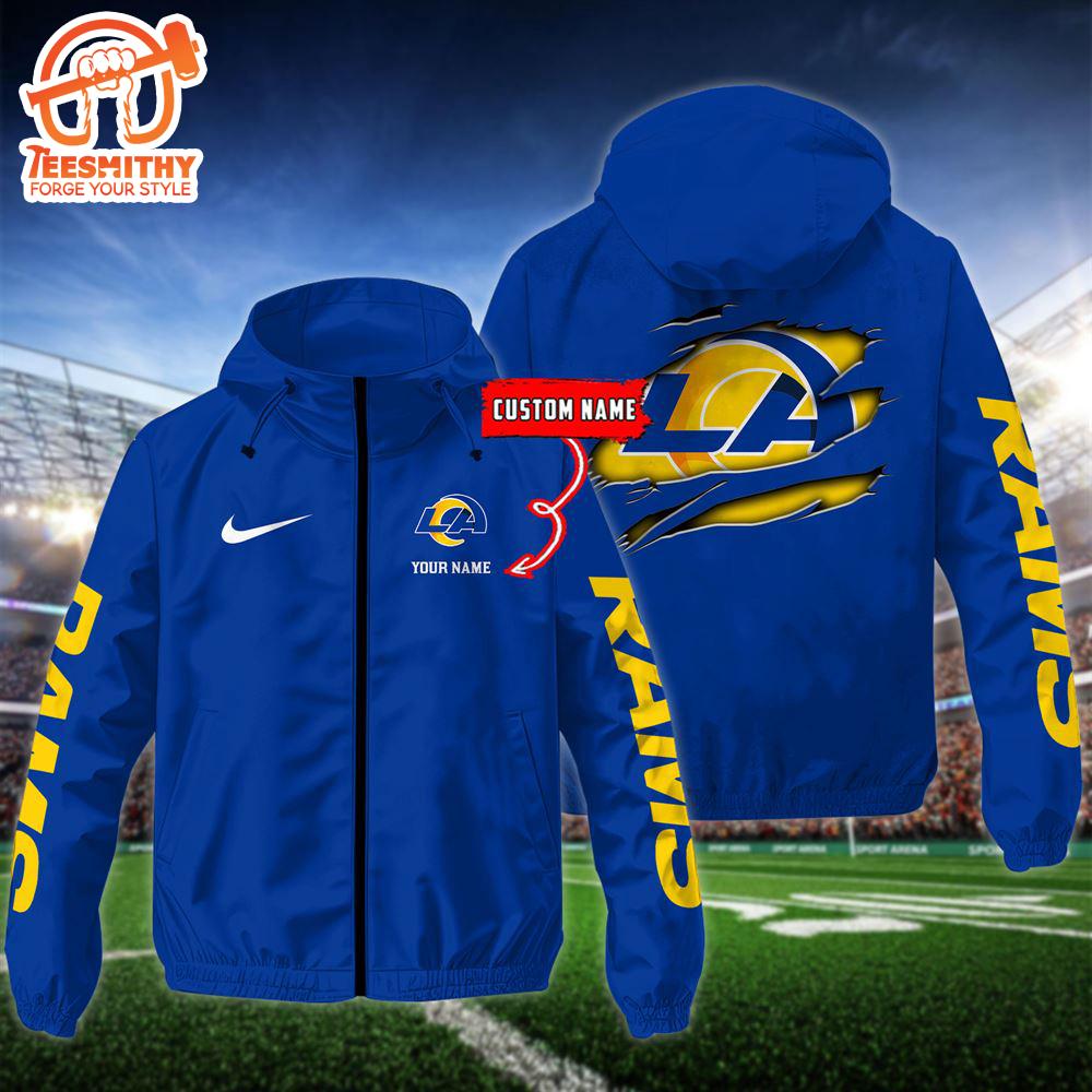 NFL Los Angeles Rams Football Windbreaker Outdoor Jacket – Custom Name