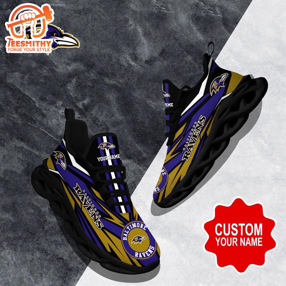 NFL Max Soul Shoes, Baltimore Ravens Clunky Shoes Custom Custom Name Football