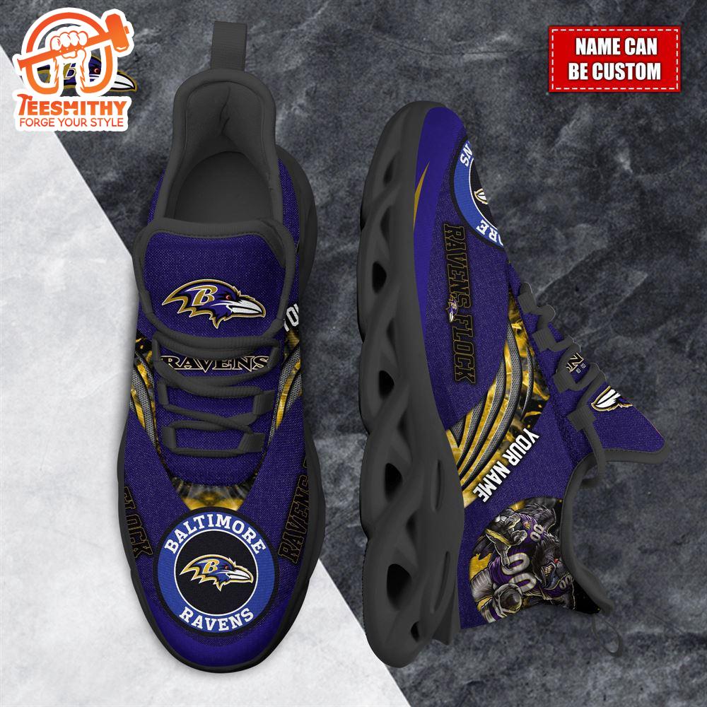 NFL Max Soul Shoes, Baltimore Ravens Clunky Shoes Custom For Fans