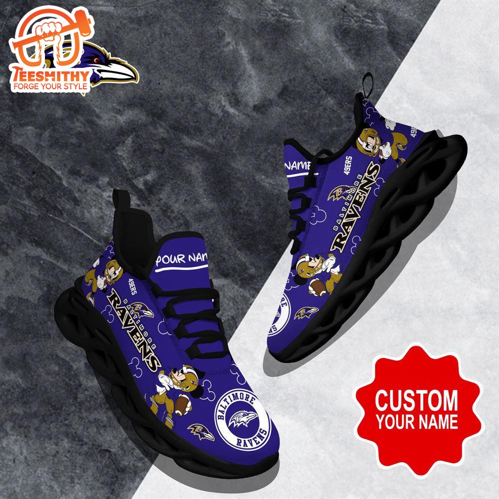 NFL Max Soul Shoes, Baltimore Ravens Clunky Shoes Custom Name For Fans Christmas