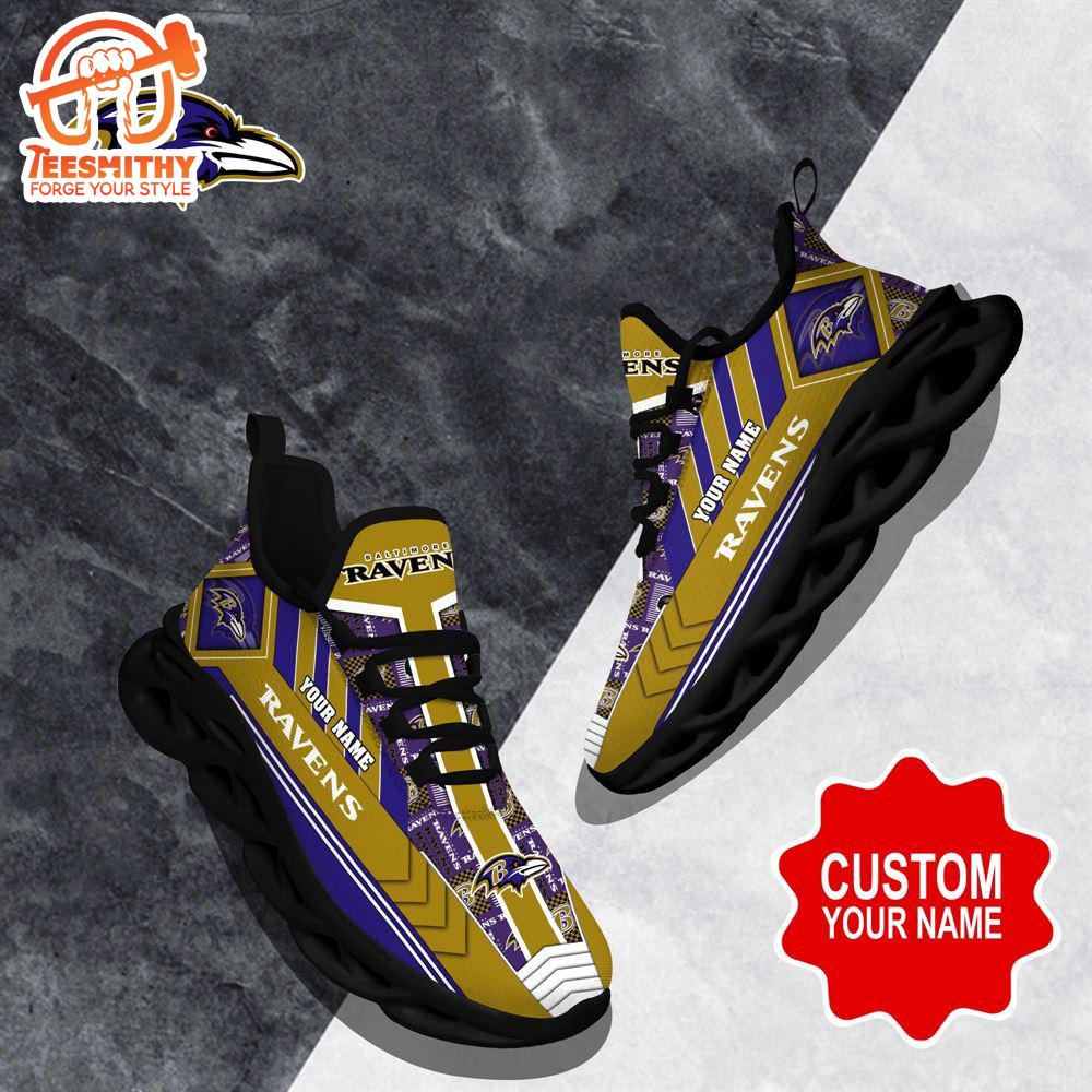 NFL Max Soul Shoes, Baltimore Ravens Clunky Shoes Logo Custom Name Nfl