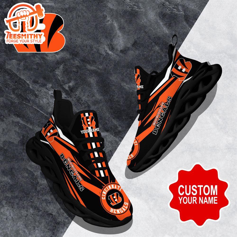 NFL Max Soul Shoes, Cincinnati Bengals Clunky Shoes Custom Custom Name Football