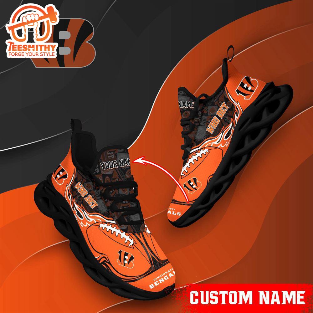 NFL Max Soul Shoes, Cincinnati Bengals Clunky Shoes Custom Name